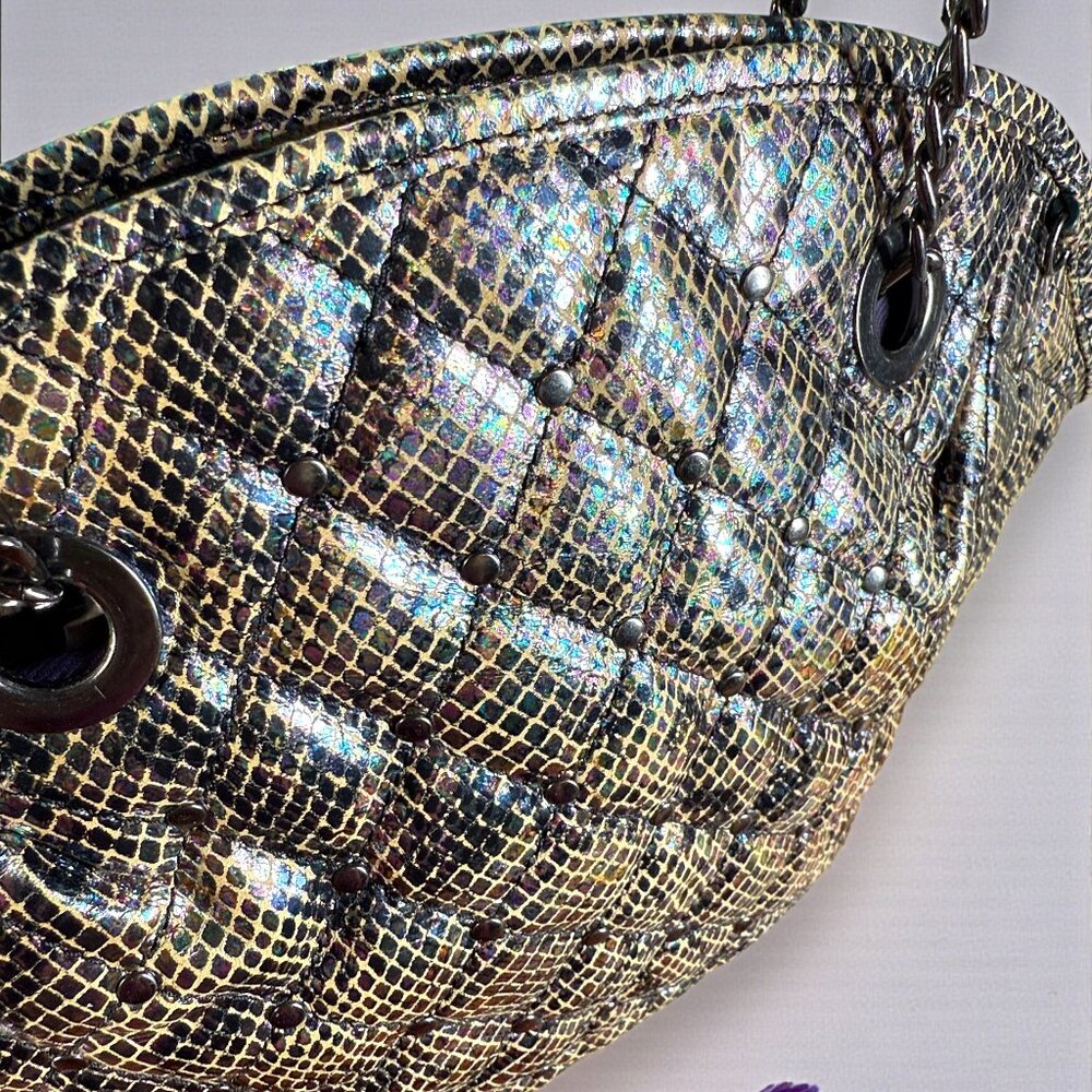 Sharif Metallic Python Embossed Leather Dome Conv… - image 7